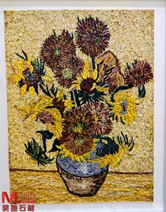 <span class=keywords><strong>Vincent</strong></span> van Gogh Vase avec quinze mosaïque Sunflow Pierre classique et peintures en pierre élégantes puzzle gemmes artisanat entièrement fait à la main - Product Image 4