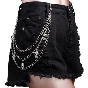 Cadena de cintura unisex de tres capas con colgante de calavera hueca para discoteca, hip hop, rock - Product Image 1