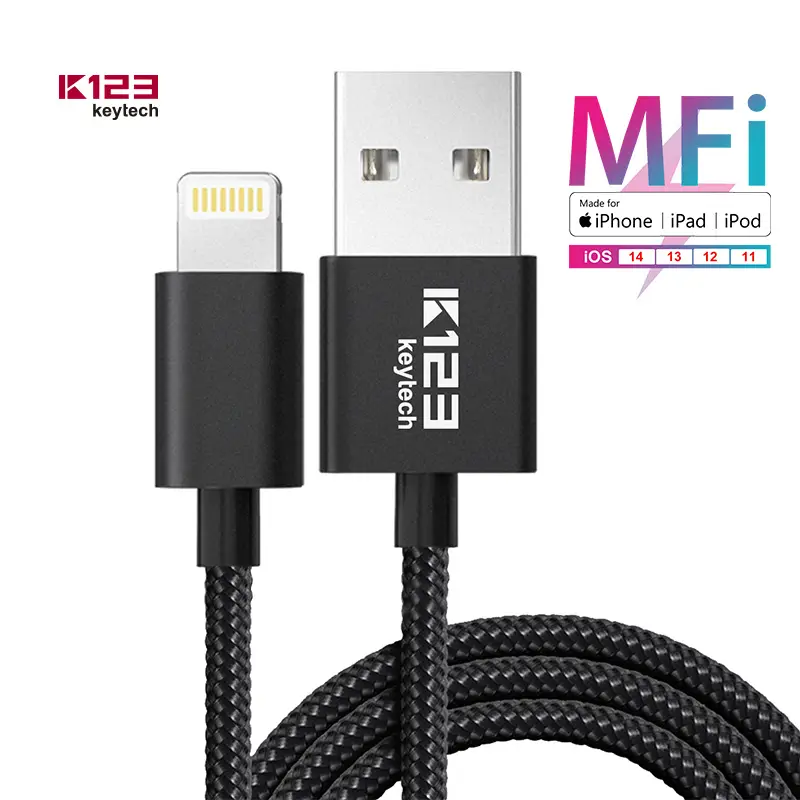 2.4A 3ft 6ft usb charger cable for lightning cable Aluminum Alloy Nylon charging data cable line