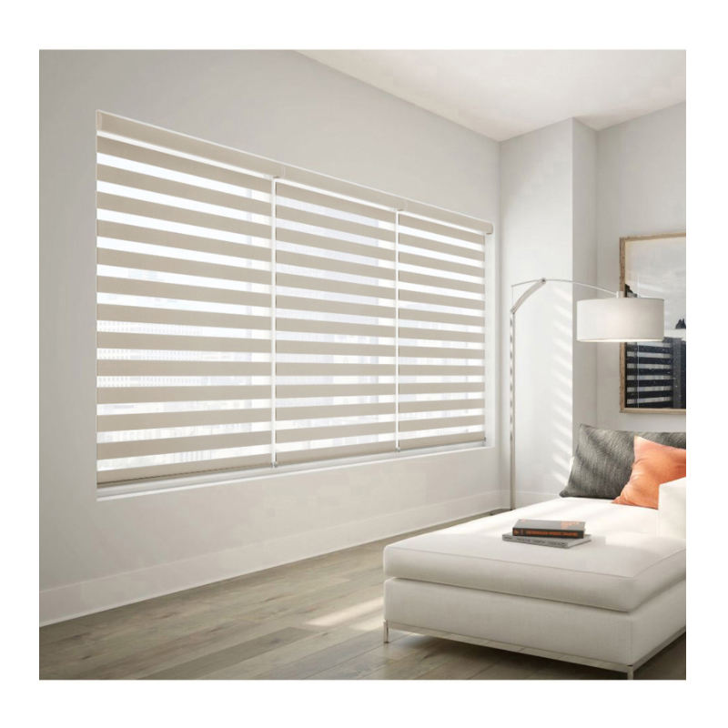 無料サンプル窓用ブラインド用2層100% ポリエステルゼブラデュアル