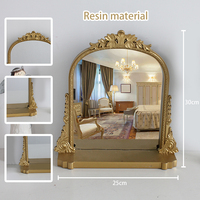 Miroir décoratif de bureau en plastique encadré argenté de miroir baroque vintage traditionnel pour le salon
