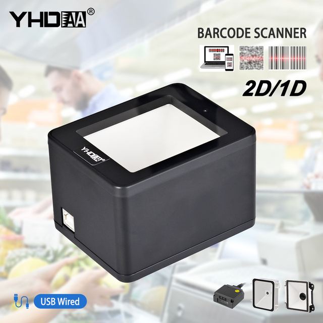 Scanner Reads 2D & 1D Barcodes Wired Barcode Scanner Barcode Reader Payment Checking Scanning