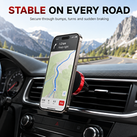 Support de téléphone magnétique pour grille d'aération de voiture en alliage d'aluminium, clip fin pour sortie d'air, rotatif à 360°, stable, hauteur réglable, robuste