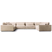 Klassisches Echtleder-Modulsofa Wohnzimmer-Couch Massivholzrahmen Plüschweiche Kissen Villa Handgefertigte Möbel