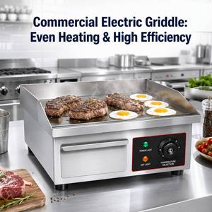 Commercial High Efficiency 1500W Electric <b>Flat</b> <b>Top</b> <b>Griddle</b> Stainless Steel Countertop <b>Griddle</b> Machine for Restaurant Snack Bar - Product Image 1