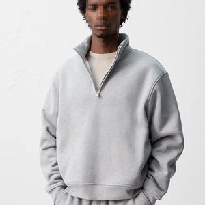 <span class=keywords><strong>Felpa</strong></span> <span class=keywords><strong>oversize</strong></span> Pullover di alta qualità 450 Gsm francese Terry in tinta unita croppata con <span class=keywords><strong>Zip</strong></span> a quarto - Product Image 2