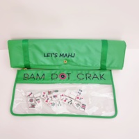 Pochette zippée transparente en PVC épais, grande, rouge et verte, avec broderie personnalisée Monogam, motif Bam Dot Crak, pour tuiles de Mahjong de voyage, sac de Mahjong transparent