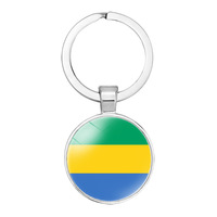 Porte-clés Drapeau du Gabon en Verre de Qualité, Accessoire de Sac, Pendentif, Anneau Porte-clés, Design Drapeau National, Personnalisé, Vente en Gros à Bas Prix
