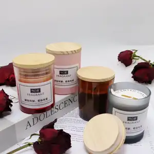 Bougies de cire de soja biologique de luxe arôme de marque privée OEM pot de verre parfum personnalisé bougie parfumée de luxe avec couvercle