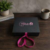 Emballage de boîte noire mate personnalisée, boîte cadeau luxueuse pliable en papier rigide avec fermeture magnétique