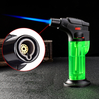 Briquet torche au butane rechargeable classique en plastique multicolore en gros, flamme réglable, mini briquet en plastique pour cigares et cigarettes