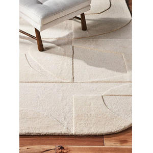 Nordic Tone-on-Tone Wool Rug | Customizable Minimalist Relief Rug | Architectural Cream Tone Floor Art - Product Image 5