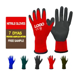 Customized Against Abrasion Safety Gloves Rubber Durability Seamless Glove For Machine Construction Working