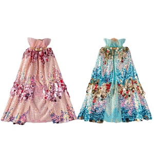 Cape longue scintillante sirène pour filles 2026 – Écharpe de princesse à paillettes pour Halloween, Noël, anniversaire et spectacles sur scène - Product Image 1