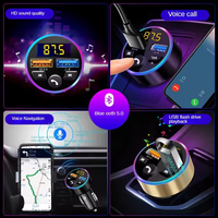 Émetteur FM QC3.0, autoradio stéréo Bluetooth LED pour voiture, lecteur MP3 sans fil mains libres, double chargeur USB rapide, accessoires de voiture