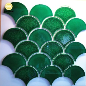 Piastrelle in Ceramica a Mosaico Verde Moderno Effetto Squama di Pesce, Piastrelle in Porcellana per Hotel, Bagno, <span class=keywords><strong>Cucina</strong></span>, Pavimenti e Pareti Interne - Product Image 2