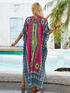 Elegante <span class=keywords><strong>abito</strong></span> <span class=keywords><strong>etnico</strong></span> africano abbigliamento stampa donna abiti estivi lunghi Casual Vestidos alla moda con scollo a V - Product Image 5