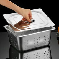 Bac Gastronorme 2/1 en Acier Inoxydable 201 Perforé de Qualité Alimentaire Anti-Emmêlement, Écologique, Grande Capacité pour Buffet