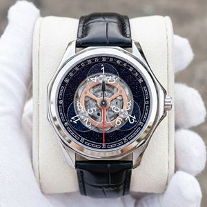 Montre-bracelet automatique OEM ODM avec logo personnalisé, mouvement 8215 Wandering Hour, cadran en aventurine premium, bracelet en cuir noir pour homme - Product Image 1