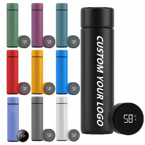 Bouteille d'eau intelligente en acier inoxydable de 500 ml, étanche, avec infuseur, LED, isotherme, gourde sous vide, thermos - Product Image 1