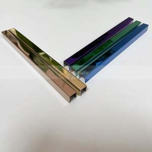 Matériaux de construction métalliques EX471 201 304 en acier inoxydable rose gold miroir, profil en U pour la décoration des bords de carrelage mural - Product Image 5