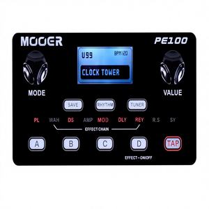 MOOER PE100 Pedal de efectos múltiples portátil para guitarra con amplificador de auriculares y herramienta de práctica con máquina de ritmos <span class=keywords><strong>TAP</strong></span> <span class=keywords><strong>Tempo</strong></span> - Product Image 1