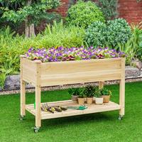 Grandes jardinières surélevées en bois avec roues, bac de plantation, étagère de rangement verrouillable pour jardin, cour, patio, balcon, centre commercial