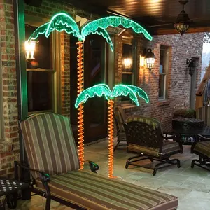 Garden Tree Lights 7ft Tall Deluxe LED Lighted Palm Trees Outdoor Garden Party Decoration Holiday Light Camping Tree Light