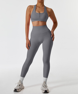 カスタムシームレスなアクティブウェアZipサポートスポーツブラバットリフトレギンスジムウェアフィットネス服ワークアウトヨガセット女性用 - Product Image 3