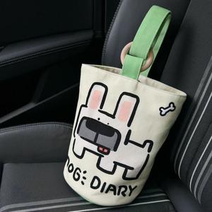 Kantoorpersoneel Draagbare canvas handtas met hondenprint Stedelijke eenvoud Emmerhandtas Leuke handgedragen lunchtas Baoma Uitgaan - Product Image 1