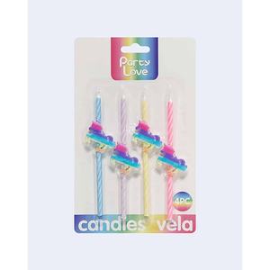 Bougies d'anniversaire Party Love Licorne 13cm Pack de 4 - Product Image 2