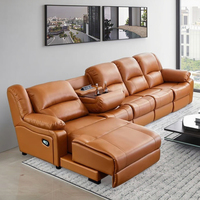 Ensemble canapé convertible électrique en cuir moderne et minimaliste en forme de L pour le salon ou l'hôtel.