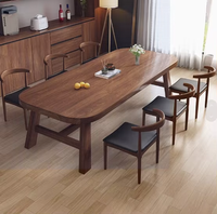 Ensemble de table à manger en bois de noyer, design moderne et simple, rectangulaire, coins arrondis, personnalisable, pour la maison, le restaurant, le café, 6 places