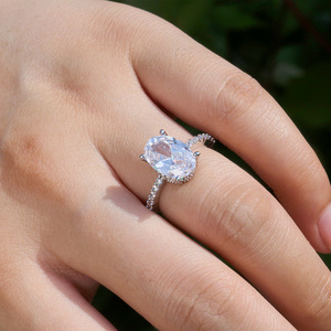 Sang Trọng Lớn Hình Bầu Dục Cắt Zircon Vòng Micro Paved <span class=keywords><strong>CZ</strong></span> Nhẫn Cho Đồ Trang Sức Thời Trang Bạc Nữ Nhẫn Cưới Cho Phụ Nữ - Product Image 5