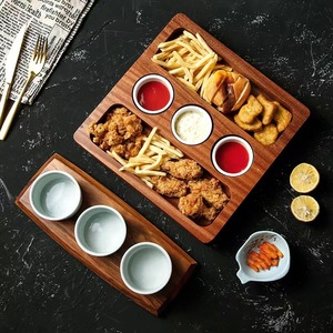 Vassoio Quadrato in Legno Massello Lucidato <span class=keywords><strong>Sabri</strong></span>, Stile Moderno e Semplice, per Snack, Dieta, Ristorante, Bistecca, Piccolo Vassoio in Ebano a Tre Scomparti - Product Image 2