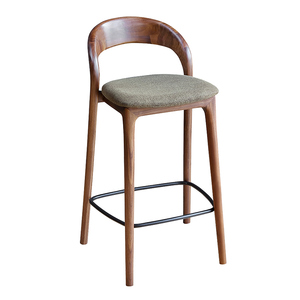 Sgabello da Bar Moderno Nordico per Cucina e Hotel, Logo Personalizzato, Cuscino <span class=keywords><strong>in</strong></span> Tessuto, Legno Massello, Schienale Alto, Design Scandinavo - Product Image 6