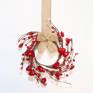 زينة جديدة لعيد الحب وعيد الأم على شكل قلب أحمر وتوت، حلقة شمعدان، زينة طاولة، إكليل زخرفي للتعليق على الأبواب والجدران - Product Image 3