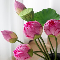 Fleurs et feuilles de lotus artificielles en soie, style chinois, pour la décoration de la maison, du salon, des bassins à poissons, moulage par injection