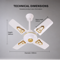 4-Blatt Metall-Deckenventilator mit 5 Geschwindigkeitsstufen, Geräuscharmer Kugellagermotor, Kleiner Deckenventilator für Schlafzimmer, Wohnheim, Restaurant, Zuhause