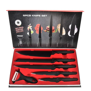 Exclusive 6-Piece Stainless Steel Marble Coating Kitchen Knife Set with Plastic Handles for Household Use - Product Image 5