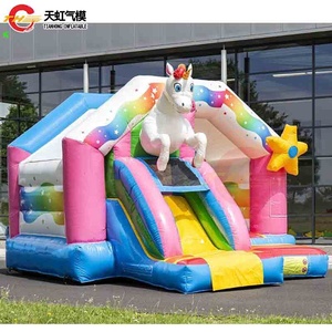 <span class=keywords><strong>Château</strong></span> gonflable licorne en PVC commercial avec toboggan pour enfants, idéal pour les fêtes et les carnavals - Product Image 3
