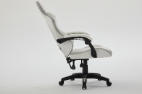 Chaise de bureau exécutive pivotante en cuir PU blanc, style gamer et de course, avec vérin à gaz 3 positions et base chromée, prix usine