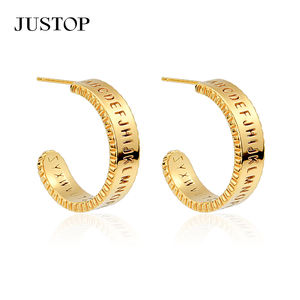 Pendientes de Moda OEM/ODM Personalizados, Impermeables, de Acero Inoxidable, Chapados en Oro de 18K, Hipoalergénicos, Joyería de Moda, Pendientes de Aro - Product Image 1