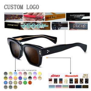 Lunettes de soleil de luxe en acétate à rivets, monture ronde ovale complète, verres polarisés, protection UV400, style rétro, unisexe, adulte, décontractées - Product Image 2
