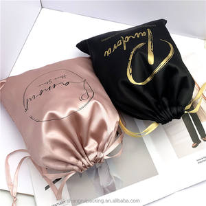 奢华缎子袋头发包装假发袋真丝缎子防尘袋文胸定制女性性感内衣缎子旅行袋 - Product Image 5