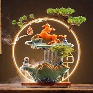 2025 fontana decorazione incensiere Zen Buddha porta mani con luci Led luce riflusso cascata bruciatore di incenso - Product Image 4