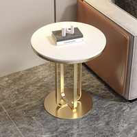 Table de canapé d'appoint moderne de luxe en métal avec plaque de roche pour la maison, le salon ou la villa, petite table console basse