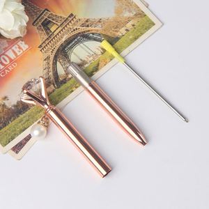 Stylo à bille en métal personnalisé de luxe 1,0 mm avec grosse perle en cristal, cadeau promotionnel parfait pour les filles - Product Image 4