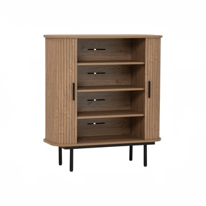 Industrial Metal <b>Frame</b> <b>Oak</b> colour MALMO Multi Function Cabinet Made in Malaysia Wide Storage Sideboard Living Room and Office - Product Image 2