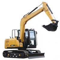 Mini-excavatrice diesel sur chenilles SY75C de 7500 kg avec godet de terrassement de 0,28 m³, godet pour roche, hauteur de creusement maximale de 5790 mm
